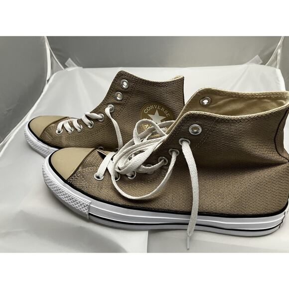 Converse UNISEX Chuck Taylor All Star High Top Shoes 160500F VINTAGE KHAKI BK/WT - Picture 7 of 8